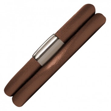 Bracelet cuir de veau véritable 2 rangs Endless JLO bronze métallisé - 1006-2
