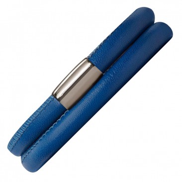 Bracelet cuir de veau véritable 2 rangs Endless bleu saphir - 12116-2