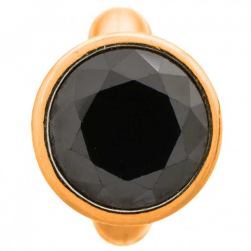Charm argent plaqué or jaune Endless Round Black Dome - 51203-4