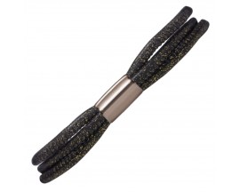 Bracelet cuir de veau véritable 3-String Endless JLO noir pailleté or - 1040-1
