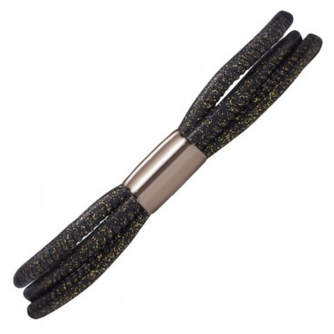 Bracelet cuir de veau véritable 3-String Endless JLO noir pailleté or - 1040-1