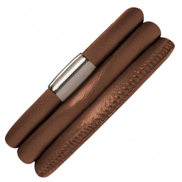 Bracelet cuir de veau véritable 3 rangs Endless JLO bronze métallisé - 1006-3
