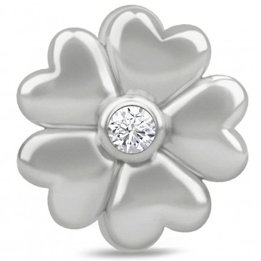 Charm argent Endless White Heart Flower - 41305