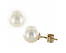 Boucles d'oreilles boutons perles d'eau douce or Stepec - BB85F-J