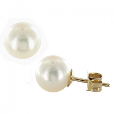 Boucles d'oreilles boutons perles d'eau douce or Stepec - BB85F-J