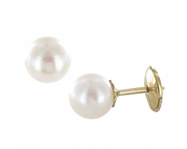 Boucles d'oreilles boutons perles Akoya or Stepec - BA70B-J