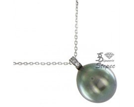 Collier perle de Tahiti empierré or diamant Stepec - C326T-G 