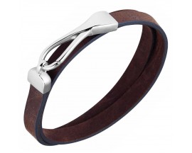 Bracelet cuir & acier Phébus - 35-0843
