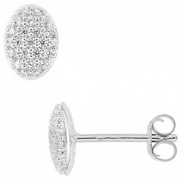 Boucles d'oreilles boutons empierrées argent - ASWA203Z