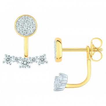 Boucles d'oreilles boutons empierrées plaqué or - BSWM08Z 