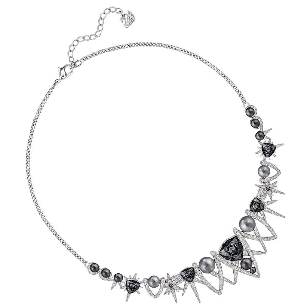 Collier argent 3 perles noires cristal swarovski - Emmafashionstyle