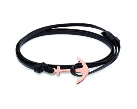 Bracelet cuir & acier rosé Phebus - 35-0851