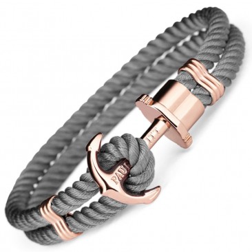 Bracelet nylon gris & acier IP rosé Paul Hewitt