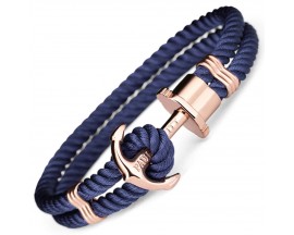 Bracelet nylon bleu marine & acier IP rosé Paul Hewitt