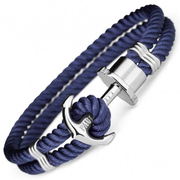 Bracelet nylon bleu-marine & acier Paul Hewitt
