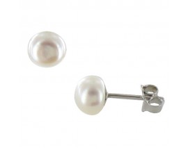 Boucles d'oreilles boutons argent perle d'eau douce Stepec - abo PO XPXU