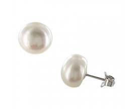 Boucles d'oreilles boutons argent perle d'eau douce Stepec - abo PO BPPBPU