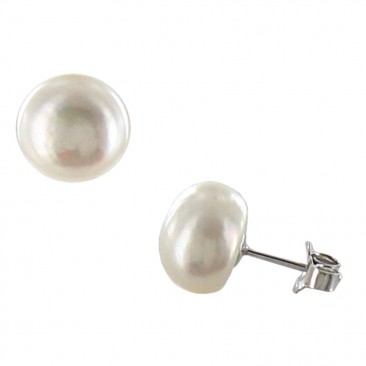 Boucles d'oreilles boutons argent perle d'eau douce Stepec - abo PO BPPBPU