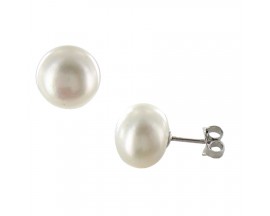 Boucles d'oreilles boutons argent perle d'eau douce Stepec - abo PO BBPBBU