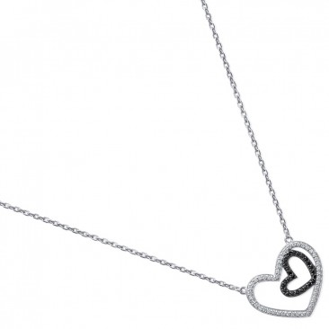 Collier argent oxydes coeur Stepec - TSBJUIOU