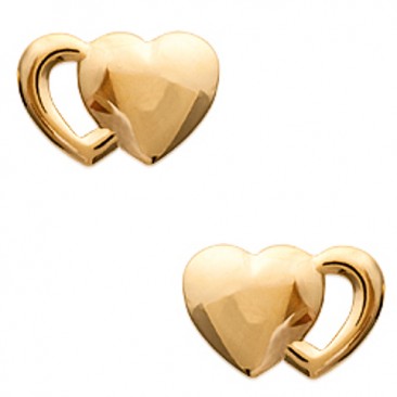 Boucles d'oreilles boutons coeurs plaqué or Stepec - IUIXJPP