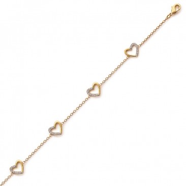 Bracelet coeurs plaqué or et oxydes Stepec - ESBPEUBT