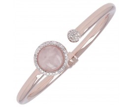 Bracelet rigide plaqué or rose et quartz rose Bronzallure - WSBZ00579.R