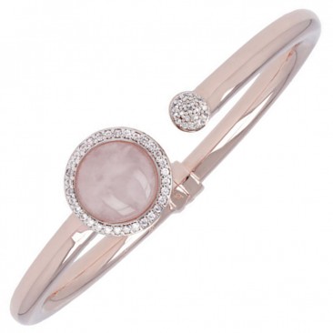 Bracelet rigide plaqué or rose et quartz rose Bronzallure - WSBZ00579.R