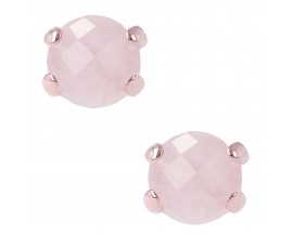 Boucles d'oreilles boutons plaqué or rose et quartz rose Bronzallure - WSBZ00279.R