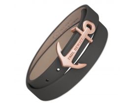 Bracelet cuir gris & acier IP rosé Paul Hewitt