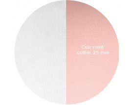 Cuir collier Les Georgettes - Gris clair/Rose clair rond 25 mm