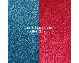 Cuir collier Les Georgettes - Bleu pétrole/Framboise 25 mm