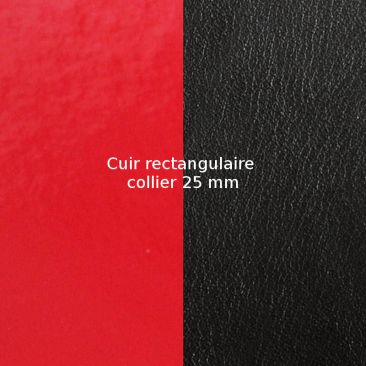 Cuir collier Les Georgettes - Rouge vernis/Noir 25 mm