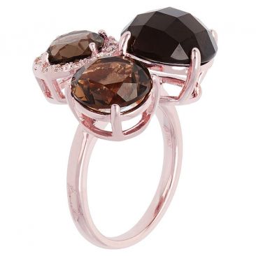 Bague plaqué or rose et quartz smoky Bronzallure - WSBZ00197.S