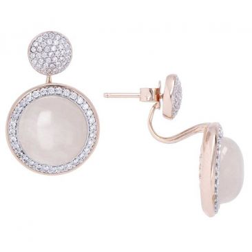 Boucles d'oreilles boutons plaqué or rose et quartz rose Bronzallure - WSBZ00677.R