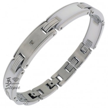 Bracelet céramique acier & diamant(s) Phebus - 38_0072-B