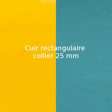 Cuir collier Les Georgettes - Jaune vernis/Bleu basalte 25 mm