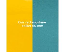 Cuir collier Les Georgettes - Jaune vernis/Bleu basalte 60 mm