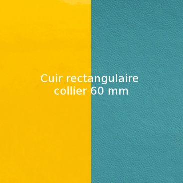 Cuir collier Les Georgettes - Jaune vernis/Bleu basalte 60 mm