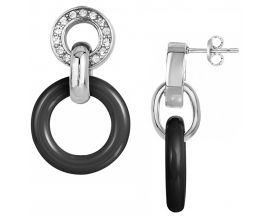 Boucles d'oreilles pendants céramique & acier Ceranity - 904-064.N