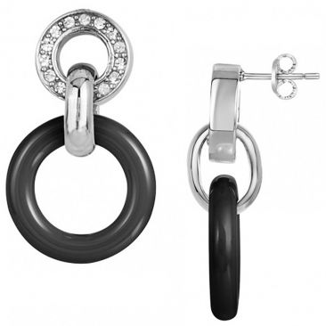 Boucles d'oreilles pendants céramique & acier Ceranity - 904-064.N