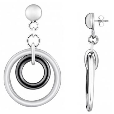 Boucles d'oreilles pendants céramique & acier Ceranity - 904-029.N