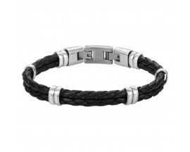 Bracelet cuir & acier Phébus - 35-0835