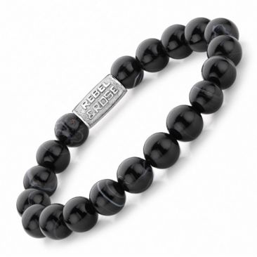 Bracelet perles Rebel & Rose Black Velvet 10 mm - RR-10001-S