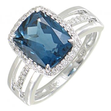Bague or topaze blue london & diamant(s) H.Gringoire - BC 2307 TB LOND/BTS