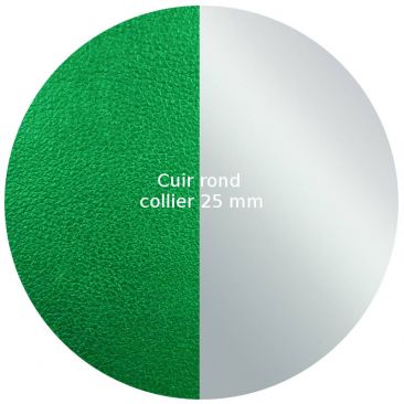 Cuir collier Les Georgettes - Vert/Gris Vernis 25 mm