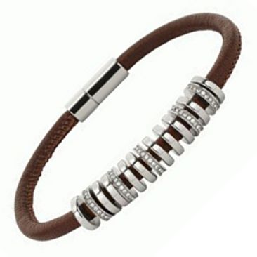 Bracelet cuir & acier Fossil - JF01997040