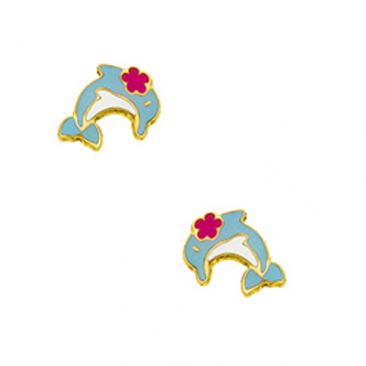 Boucles d'oreilles boutons dauphins or Stepec - bSTOBO