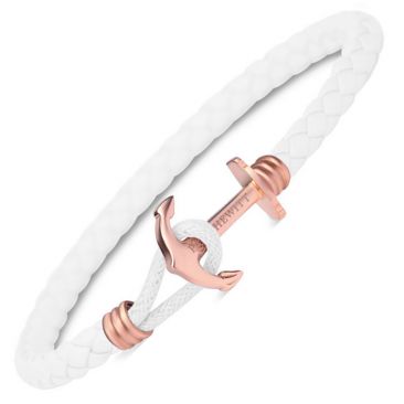 Bracelet cuir blanc & acier IP rosé Paul Hewitt - PH-PHL-L-R-W