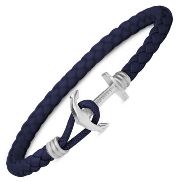 Bracelet cuir bleu marine & acier Paul Hewitt - PH-PHL-L-S-N